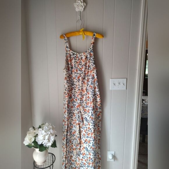 Floral Dress Overalls Wide legged Lightweight Jumpsuit XL - Picture 5 of 10